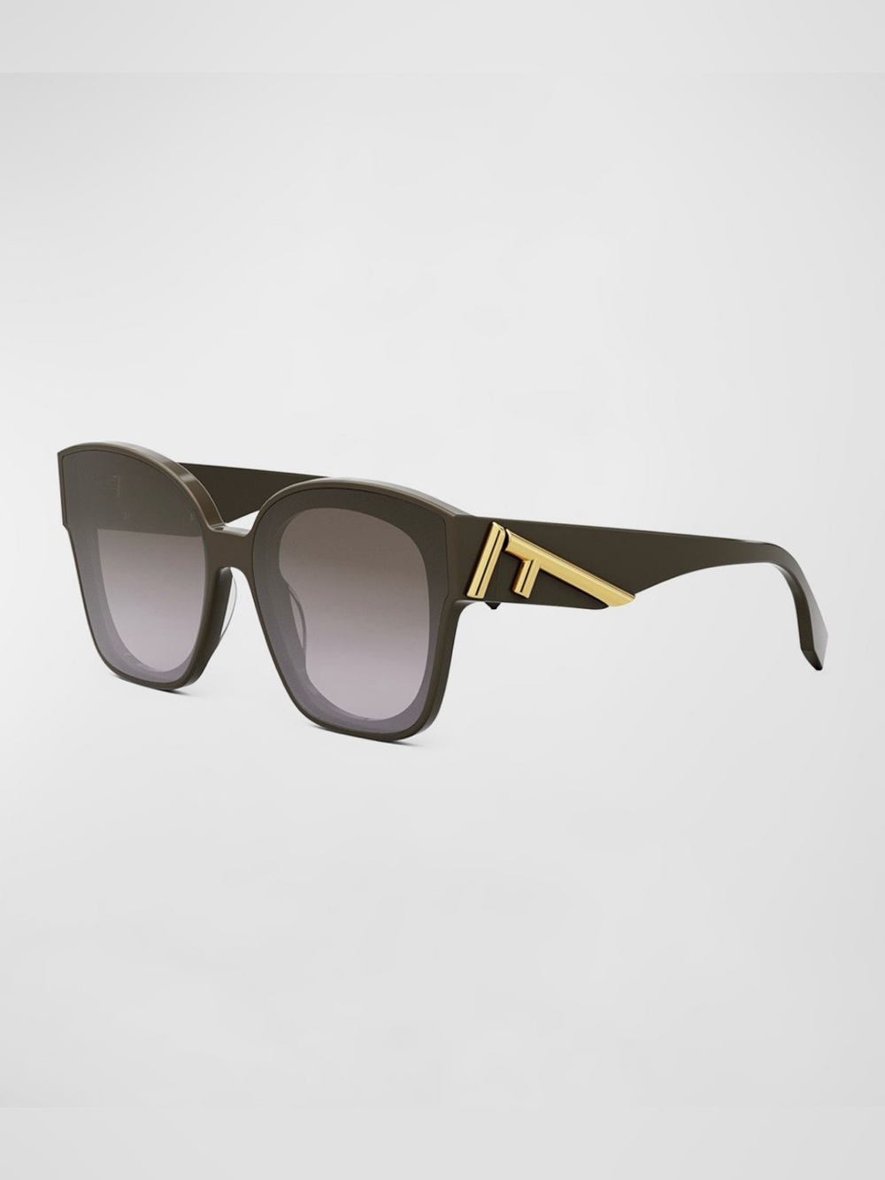 Fendi Olive Square Sunglasses with Gold Temple Detail